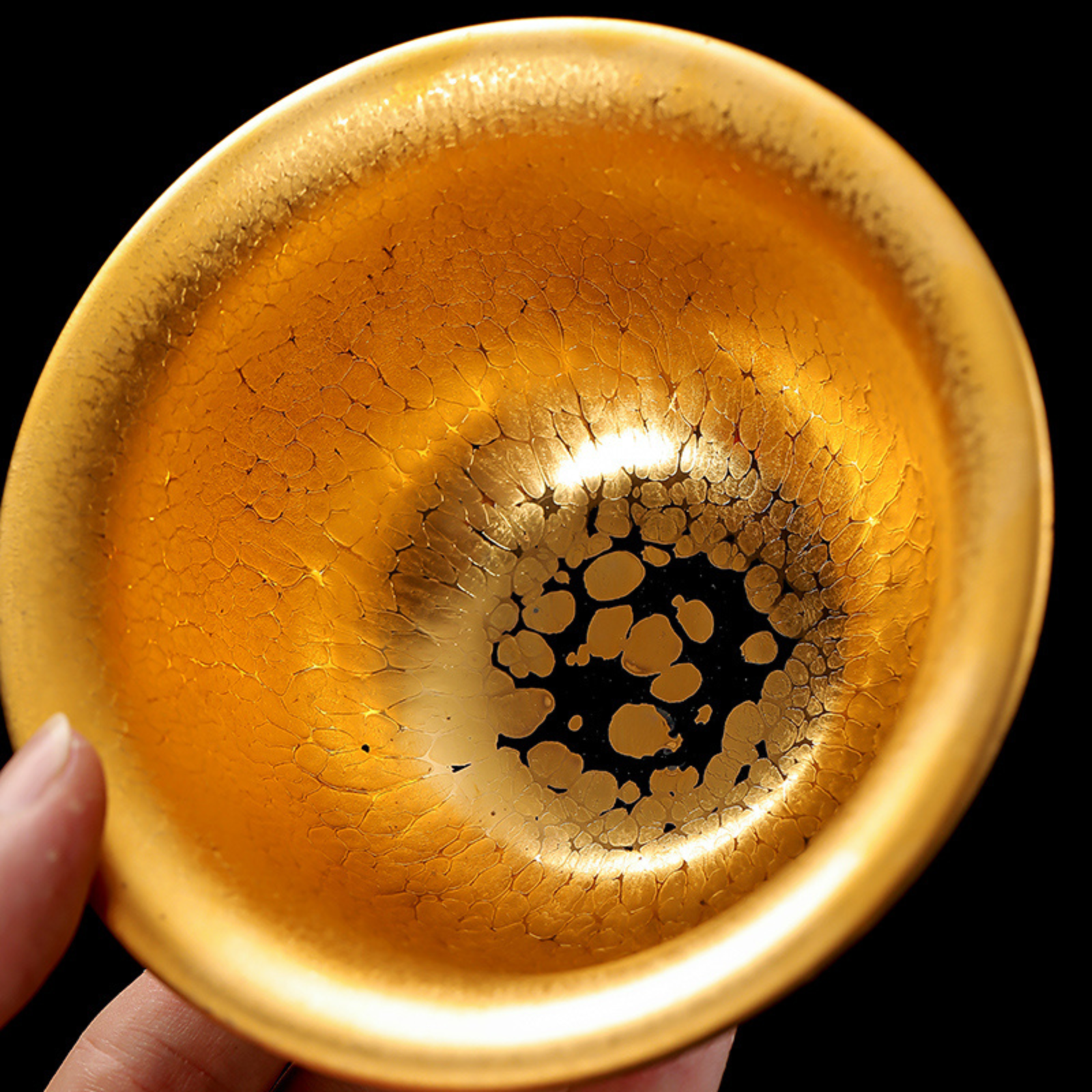 Vergoldeter Jian Zhan Öltropfen-Gaiwan – 180 ml handgefertigte Keramikteekanne, Retro-Luxusdesign