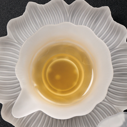 Gaiwan aus Milchglas – Wolkendesign, 170 ml, handgefertigt, Liuli-Teezeremonie